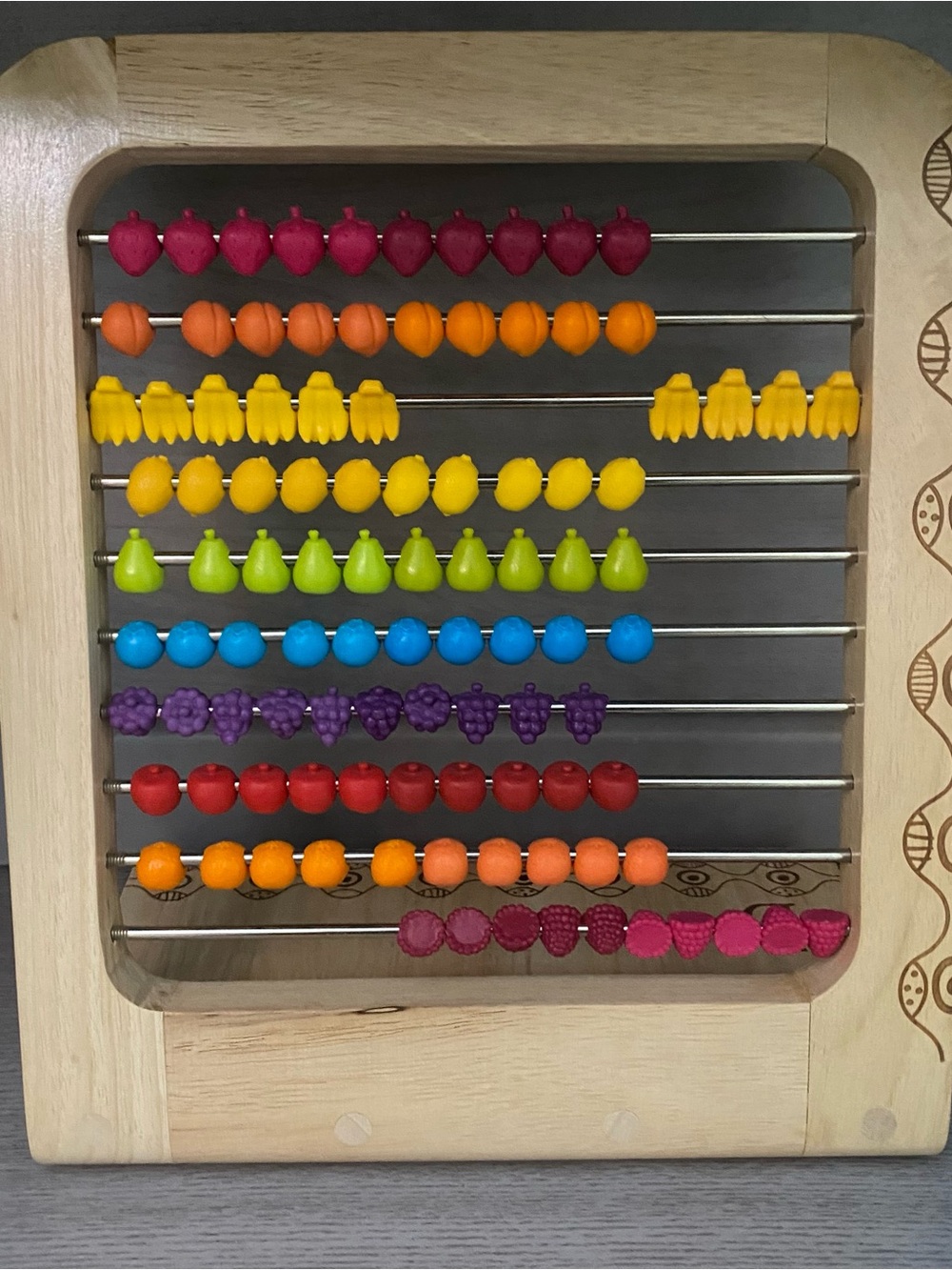 B Toys Wooden Kids Abacus Toy with Multicolor Fruit Counting Beads
